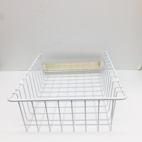 Whirlpool Refrigerator Freezer Basket White Gold Metal Trim Vintage 15x12x4.5 - Picture 4 of 5